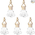 5PCS Hanging Car Air Freshener, Car Air Freshener Diffuser, 8ml Hanging Essential Oil Diffuser Bottle, Auto Interior Cute Glass Empty Perfume Bottle Ornament for Most Vehicles (Rose)