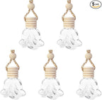 5PCS Hanging Car Air Freshener, Car Air Freshener Diffuser, 8ml Hanging Essential Oil Diffuser Bottle, Auto Interior Cute Glass Empty Perfume Bottle Ornament for Most Vehicles (Rose)