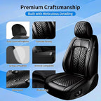 Fit Civic Car Seat Covers (2 Row 5 Seats) for Select Honda Civic 2020-2026 Sedan(Not for Coupe) - Premium Full Coverage Leather, Waterproof All Weather Breathable Seat Cushion Protector, Black