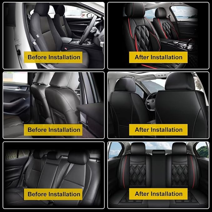 AOMSAZTO Car Seat Covers,Full Set 5 Seats Custom Fit for Chevrolet/Chevy Trailblazer 2021 2022 2023 2024 2025 2026 Leather Automotive Cushion Covers Seat Protector Airbag Compatible Waterproof Black