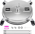 Dalmbox 16.5" Pressure Washer Surface Cleaner, 4-Wheel Stainless Steel Rotary Attachment, 1/4” Quick Connect, 4000 PSI Cleaner for Patio, Driveway, Concrete & Sidewalk Power Washer Attachment