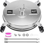 Dalmbox 16.5" Pressure Washer Surface Cleaner, 4-Wheel Stainless Steel Rotary Attachment, 1/4” Quick Connect, 4000 PSI Cleaner for Patio, Driveway, Concrete & Sidewalk Power Washer Attachment