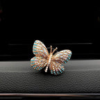 Bling Butterfly Car Air Vent Clip, Cute Rhinestone Air Freshener Clip, Glam SUV Outlet Vent Decorations, Charm Car Inter Decor Accessories for Girls Women (Pink + Blue)