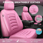 CAR PASS 3D Foam PU Leather Pink Car Seat Covers, Universal Seat Covers Front 2 for Trucks SUV Sedan Automotive Seat Covers Armrest Airbag Compatible Waterproof Comfortable Faux Nappa Leather All Pink
