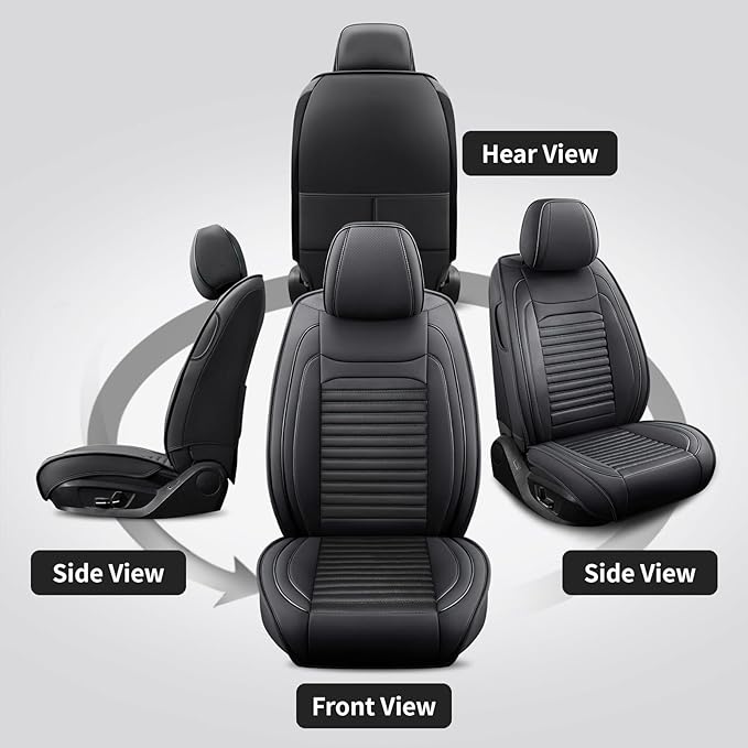 Front Seat Covers Fit for Toyota RAV4 Hybrid 2016-2026, Car Seat Covers Front Seats, Breathable Faux Leather Automotive Seat Covers Front Pair Anti-Slip Seat Cover(Black, Front)