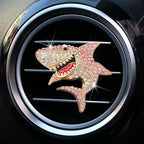 Generic 2 PCS Bling Rhinestone Sharks Car Air Vent Clips Cute Marine Animals Car Air Freshener Clip Air Conditioning Outlet Clip Funny Car Interior Decoration Accessories for Women Men (Pink Green)