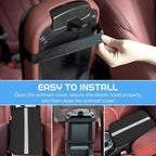 wuyaoyao Car Center Console Cover, 12.6"×7.87" PU Leather Armrest Cover for Cars, Stylish Auto Armrest Cushion Pad, Waterproof Vehicle Arm Rest Protector, Interior Car Accessories (Black+Gray)