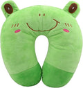 Travel Pillow for Kids, Cute Animal Neck Pillow Support U Shaped Cushion Plush Soft Rest Reading Pillows Sleeping Pillows for Airplane Train Car (Color:Frog)