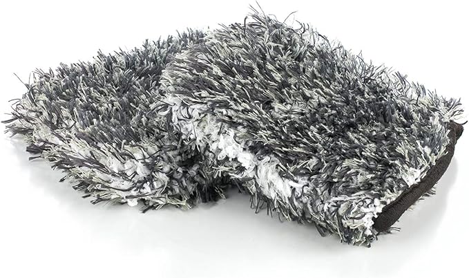 The Rag Company – The Cyclone Ultra Wheel Mitt – Perfect for Wheels, Grills, and Tight Areas; Proprietary Microfiber Blend; Easily Releases Contaminates Upon Rinsing, 6in x 7in, Black/Grey (2-Pack)