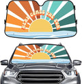 GENANY Hippie Here Comes The Sun Windshield Sun Shade for Car SUV Truck (55x30 Inches), Sun Shade Windshield for Windows, Protector Blocks UV, Car Decor