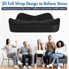 Car Seat Cushion, Ergonomic Memory Foam Car Seat Pad for Sciatica Pain Relief, Larger Driving Seat Cushion for Car Short Drivers on Long Drives - Butt Cushion for Car,Truck, Office - Black