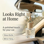 Hanging Car Air Freshener Diffuser, White Jasmine Essential Oil Car Freshener, Rearview Mirror Car Diffuser, Cute Glass Car Accessory for Women, Long Lasting Car Interior Freshener