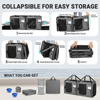Petskd 2 in 1 Double Cat Car Travel Carrier with Litter Box, 38"x17"x18" Portable Dual Extra Large Cat Carrier for Multiple Cats with Zipper Locks for Moving Across The Country(Grey)