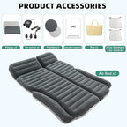KMZ SUV Air Mattress Double Sided Thickened Flocking Car Bed – Portable Inflatable Mattress Pad for Camping & Travel with 2 Pillows & Electric Pump (Green+Light Gray)