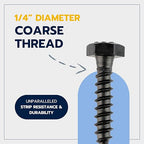 1/4 x 1 (100 Pack) Lag Screw Kit, 100 Screws and 100 Washers, Ceramic Black Ruspert Coating for Exterior Use, Meets ASTM A307 and ASME B18.2.1, Industrial/Commerical Grade by Makers Bolt