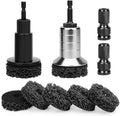 Linkstyle Wheel Hub Cleaning Kit, Aluminum Alloy Hub Cleaning Tool with 7 Abrasive Pads and 2 1/2" Adapters, Drill Attachment Compatible with Power Drill & 1/2" Impact Driven Wrench