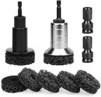 Linkstyle Wheel Hub Cleaning Kit, Aluminum Alloy Hub Cleaning Tool with 7 Abrasive Pads and 2 1/2" Adapters, Drill Attachment Compatible with Power Drill & 1/2" Impact Driven Wrench