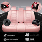 Full Coverage Faux Leather Car Seat Covers Full Set,Automotive Seat Covers for Cars,SUVs Pick-up Truck, Car Seat Cushion, Pink Seat Covers for 5 Seats,Car Seat Protector