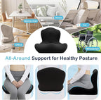 Seat Cushion for Office Chair and Car, L-Shaped Ergonomic Car Seat Cushions, Memory Foam Chair Cushion, Lumbar Support Pillow for Wheelchair, Car, Home, Office, Desk, Black