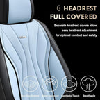Coverado Front and Rear Seat Covers, 5 Seat Universal Seat Covers, Faux Leather Seat Cover for Trucks, Waterproof Car Seat Protector, Car Seat Cover Car Seat Cushion Fit for Most Cars (Black&Blue)