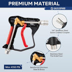 Short Pressure Washer Gun with 1/4" Quick Connector, 4350 PSI High Pressure Washer Gun with 5 Spray Nozzle Tips, 3/8'' Male Plug and M22-14/15mm Fittings, Power Washer Gun Compatible with Foam Cannon