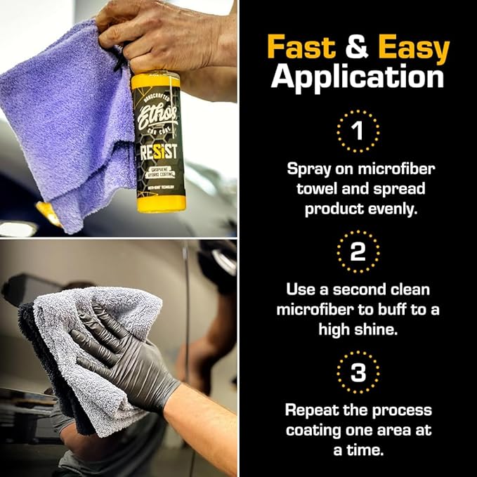 Ethos RESIST Graphene Spray Coating for Cars – Graphene Ceramic Coating Spray, Extreme Hydrophobic Protection, Gloss Enhancement, Water Spot Resistant Paint Sealant – 16oz