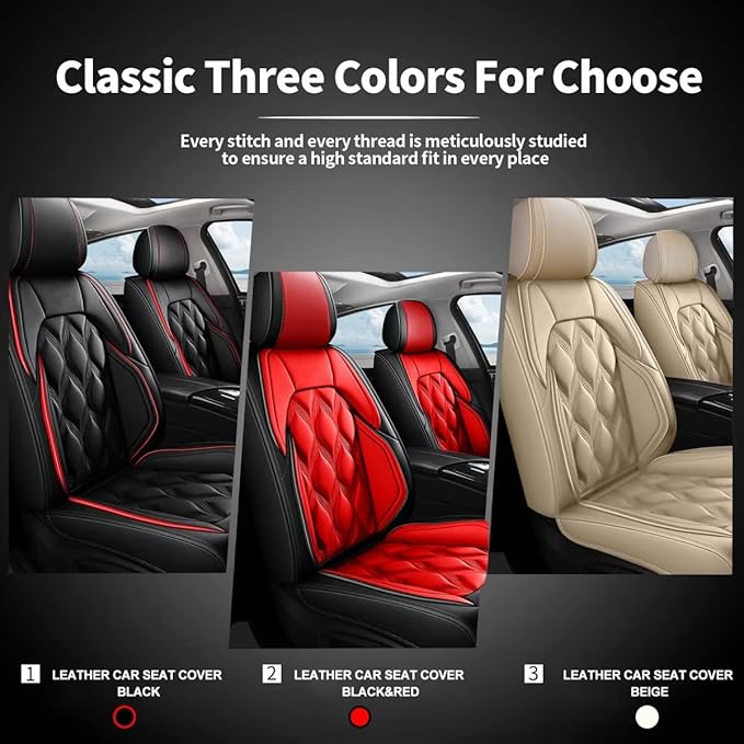 AOMSAZTO Car Seat Covers,2 Front Seats Custom Fit for Jeep Liberty 2002-2012,Leather Car Seat Cover Seat Cushion Protector,Airbag Compatible Waterproof Black&Red