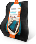 BLACK+DECKER Memory Foam Lumbar Support Pillow with Cooling Gel – High Back Lumbar Cushion for Office, Car, Wheelchair & Airplane – Ergonomic, Pain Relief, Adjustable Strap, Washable Cover,Black/Grey