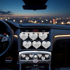 Bling Heart Air Vent Clips, 6 Pcs Silver Heart Cars Air Fresheners Vent Clips Car Diffuser Vent Clip Diamond Car Decoration Cars Interior Decor Cute Car Accessories for Women Girls + Flower Mask Hook