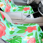 2 Pack Car Seat Towel Covers with Storage Bag 63 x 32 Inch Athletic Running Towel Seat Sweat Washable Non Slip Cover Gift for Car Outdoor Sport Activities (Green Leaf Flamingo)