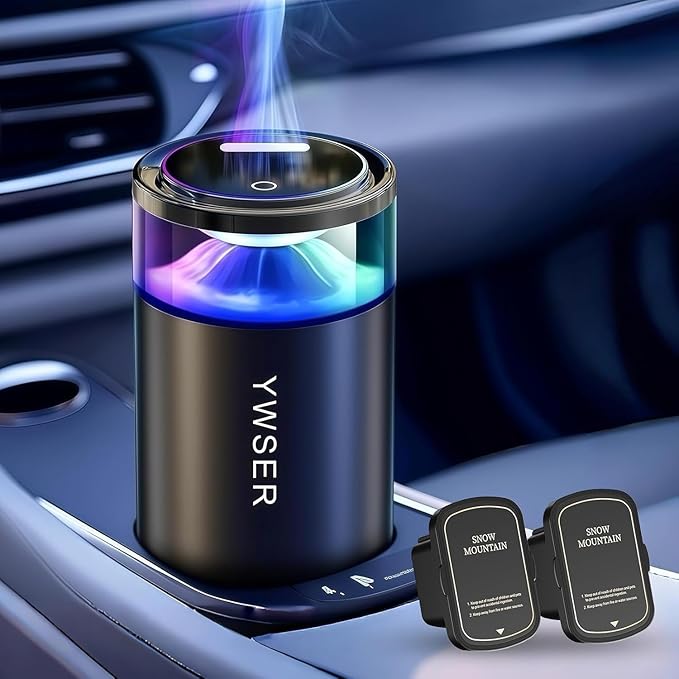 Smart Car Air Freshener, Car Air Freshener Diffuser with Starry Sky Projection and 50ml Perfume, Auto On/Off Intelligent, 3 Mode Adjustable Rechargeable Aroma Diffuser (Freesia)