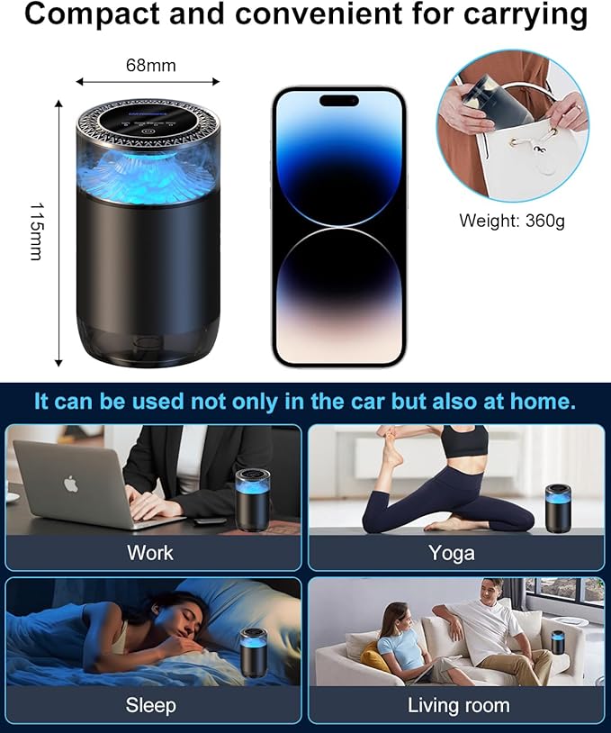 Car Air Freshener, Smart Car Air Freshener Diffuser, Auto On/Off Air Diffuser with Three Adjustable Modes, RGB Music Syncing Light, for Men,Father,Husband