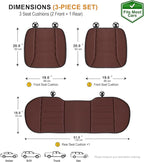 kingphenix 3-Piece Car Seat Cushion Set, 1.2inch Memory Foam Comfort, 2 Front Automotive Seat Cushions + Rear Bench Cushion, Non-Slip Bottom, Fits Sedan SUV Truck Van, Car & Office Chair, Brown