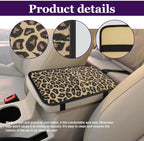 Leopard Cheetah Print African Animal Hunting Auto Center Console Armrest Pad, Car Center Console Cover, Auto Accessories Soft Comfort Armrest Cover Cushion Mat Fit for Most Cars (Gold)