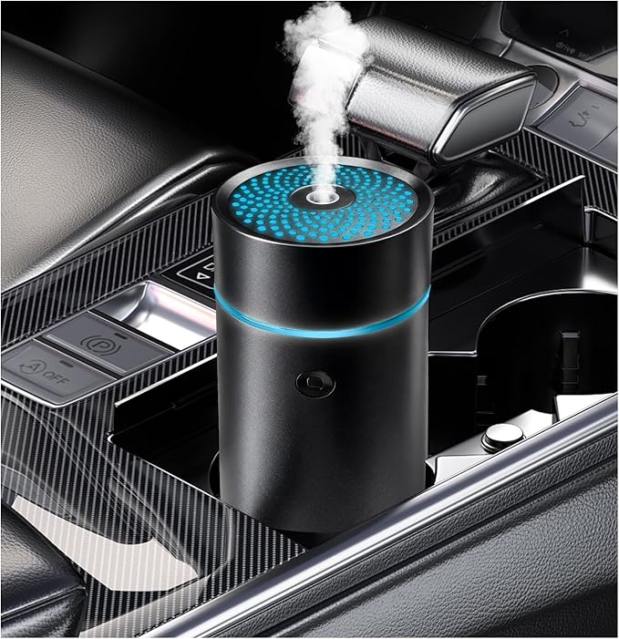 Sun Walker Smart Car Fragrance Diffuser, 80ml USB-Powered Ultrasonic Mist Humidifier Air Freshener with Lights, Portable Essential Oil Diffuser Aromatherapy Humidifier for Car Office Bedroom