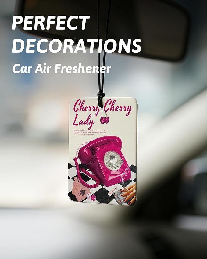 Hot Pink Cheetah Print Car Air Freshener 4 Pcs, Funky Coquette Bow Leopard Print Lucky 8 Ball Hanging Air Freshener for Cars Closet Drawer Books, Girly Car Accessories Mirror Decor for Women