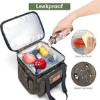 HSHRISH Lunch Box for men, Large Expandable Insulated Lunch Bag, Durable Waterproof Leakproof Tactical Cooler Bag for Men Work Beach Picnic Trips, 24 Cans/16 L, Black-Camo