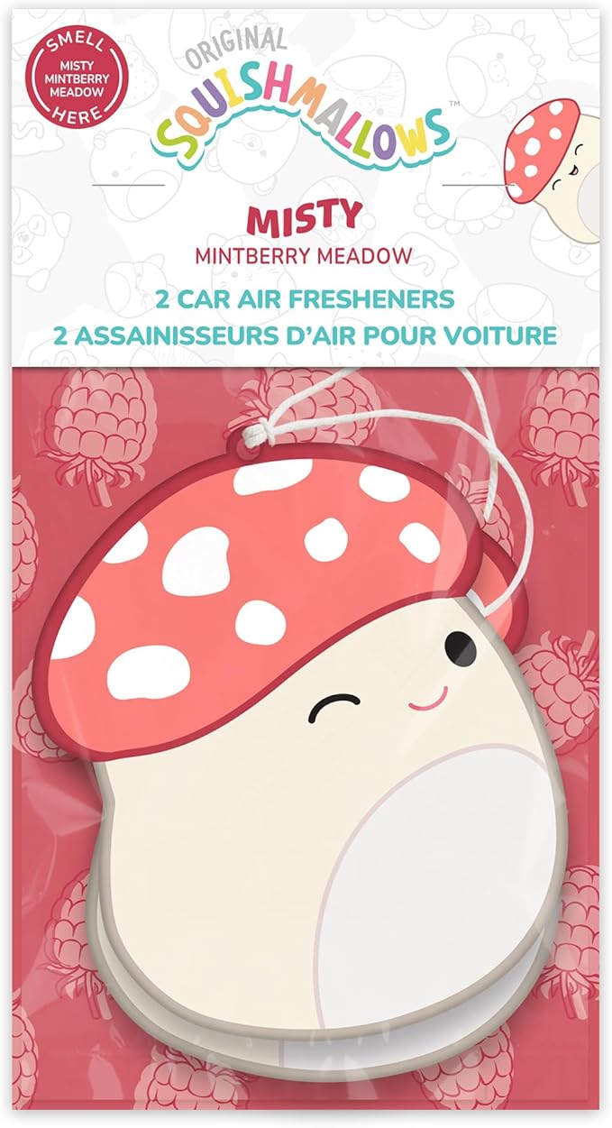 Studio Oh! x Squishmallow Malcolm Car Air Fresheners, Pack of 2, Sweet Summer Berries, Farm-Stand Fruits, and Spicy Spearmint - Misty Mintberry Meadow