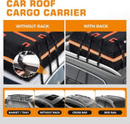 Car Rooftop Cargo Carrier Bag, 20 Cubic Feet 100% Waterproof Heavy Duty PVC Car Roof Bag for All Vehicle with/Without Racks -Anti-Slip Mat, 8 Reinforced Straps, 6 Door Hooks, Luggage Locks (Orange)