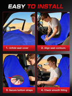 2-Pack 550g Waterproof Car Seat Cover Towel - Universal Anti-Slip Sweat Protection for Front Bucket Seats - Machine Washable Microfiber Protector for Gym, Yoga, Pets, Beach - Fits Cars, SUVs (Blue)