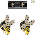 Bee Car Decor,2pcs Cute Bumblebee Car Air Freshener Vent Clips,Bling Yellow Bee Alloy Vent Clips Dashboard Accessories with Rhinestones,Refillable Diffusers