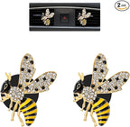 Bee Car Decor,2pcs Cute Bumblebee Car Air Freshener Vent Clips,Bling Yellow Bee Alloy Vent Clips Dashboard Accessories with Rhinestones,Refillable Diffusers