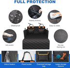 4-in-1 SUV Cargo Liner for Dogs, Non-Slip Water Resistant Pet Trunk Mat with Side Flaps Protector & Back Seat Organizer, Dog Backseat Cover for SUVs Vans（54" W x 88" L）