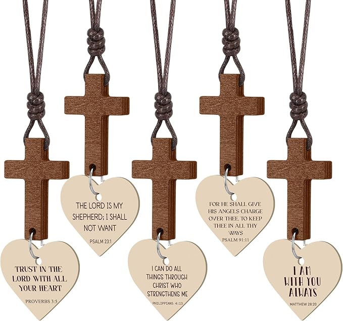 Sivak 5 Pcs Cross Car Air Fresheners Christian Heart Cross Hanging Gift for Driver Bible Car Mirror Rearview Decor Accessories Religious Scented Church Sunday School Gift