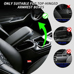 Car Armrest Cushion, Car Center Console Cover, Leather Armrest Cover for Car, Universal Middle Console Cushion with Storage Box, Cup Holder, Phone Slot, Waterproof Interior Accessories (Light gray)