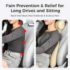 Coverado Car Headrest Pillow, Ergonomic Memory Foam Car Neck Pillow for Driving Seat with Adjustable Strap, Soft PU Leather Breathable Removable Cover Neck Support for Neck Pain Relief - Beige