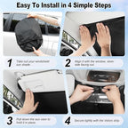 Car Windshield Sunshade Universal Sun Visor Front Window Shades, Foldable Reflective Fits for Model 3/Y 2016 to 2026 (55.9" x 37.4")