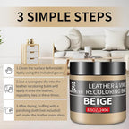 Leather Recoloring Balm,8.5oz Leather Color Restorer,Beige Leather Repair kit for Furniture and Car Interior,Leather Couch Scratch Repair,Leather Dye Paint for Faded,Cracked and Damaged Leather