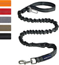 AUROTH Heavy Duty Bungee Dog Leash for Shock Absorption - 6FT Black Training Leash with 2 Padded Handles for Medium Large Breed Dogs