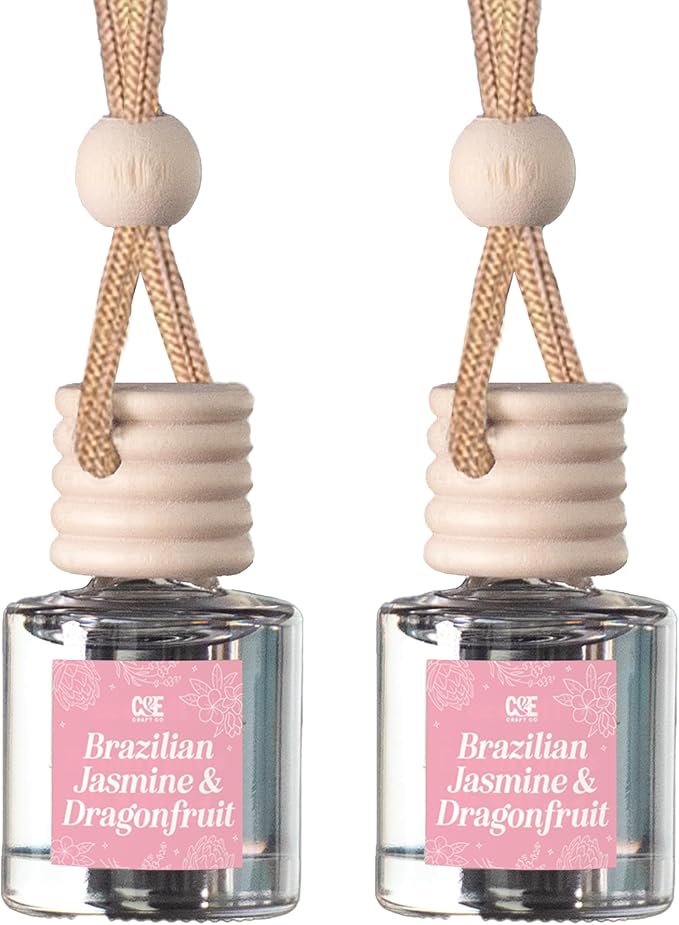 CANDECraftCo Car Air Hanging Fragrance Oil, Car Auto Freshener for Essential Oils, Scents Fragrance Aromatherapy Automobile Diffuser, Long Lasting (Braziian Jasmine & Dragonfruit)